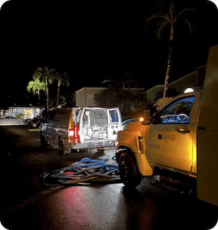 A truck and some cars parked on the side of a road.