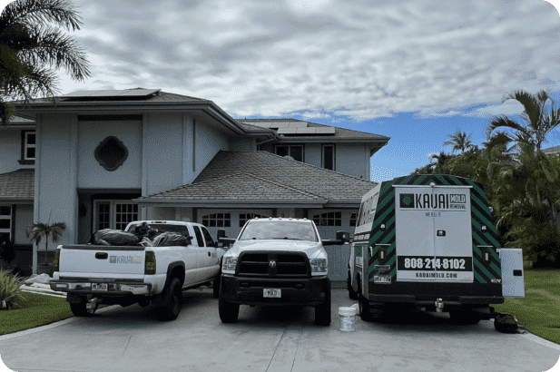 A truck parked in front of a house